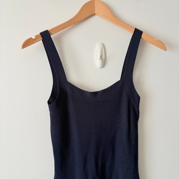 Aritzia Babaton Chase Knit Midi Dress Dark Navy Blue Size Small - Picture 6 of 10